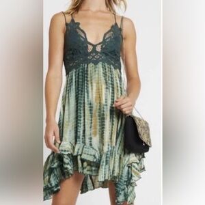 Free People Adela Green Lace Tie-Dye Dress